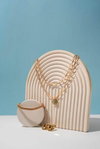 jewelry on a blue background
